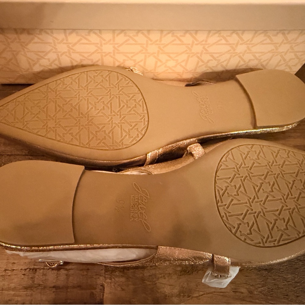 NWT Jewel Badgley Mischka Bambi Pointed Toe Sling Back flats in Rose-gold Sz 9.5 - Picture 7 of 11